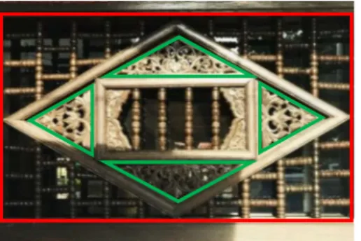 Gambar 13 : Komposisi struktur modular bagi  bentuk organik dan geometrik pada ragam hias  tingkap Masjid Tengkera, Melaka