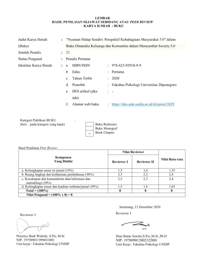 LEMBAR HASIL PENILAIAN SEJAWAT SEBIDANG ATAU PEER REVIEW KARYA ILMIAH ...