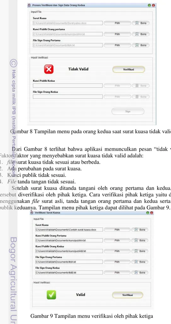 Gambar 9 Tampilan menu verifikasi oleh pihak ketiga