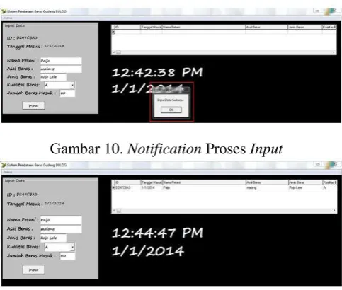Gambar 10. Notification Proses Input 