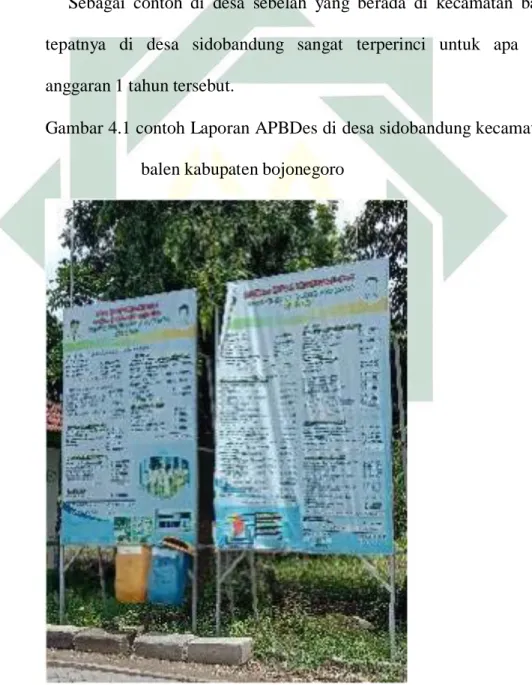 Gambar 4.1 contoh Laporan APBDes di desa sidobandung kecamatan  balen kabupaten bojonegoro