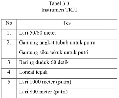 Tabel 3.3  Instrumen TKJI 