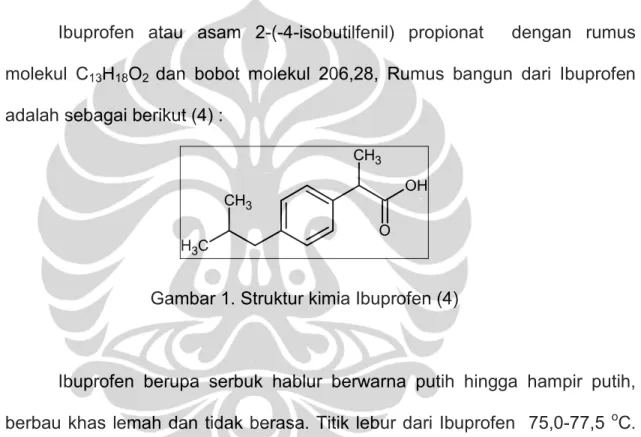 Gambar 1. Struktur kimia Ibuprofen (4) 