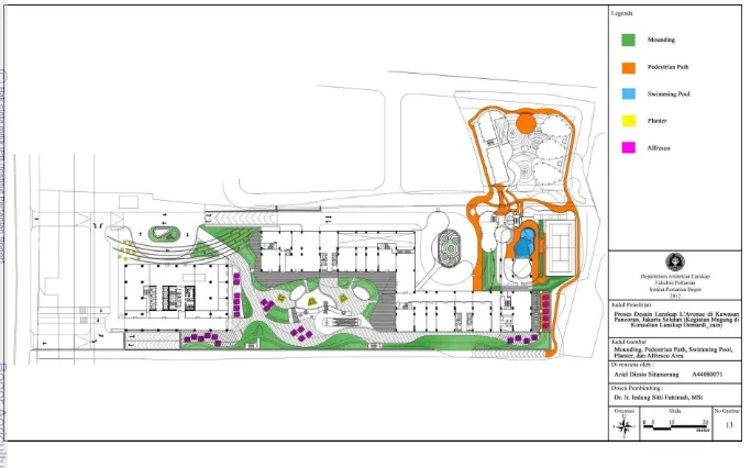 Gambar 13. Mounding, Pedestrian Path, Swimming Pool, Planter, dan Alfresco Area 