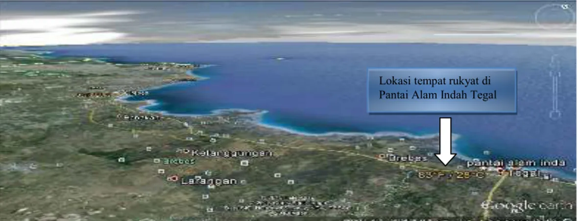Gambar 1. Pantai Alam Indah Tegal diambil melalui google earth versi 0.9. 12