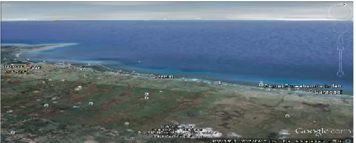 Gambar 2.  Pantai Purwahamba Indah diambil dari googe earth versi 0.9. 13