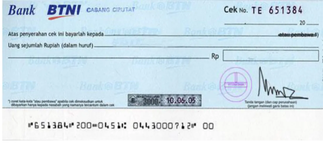 Gambar 2.1. Contoh Cek  5.  Jurnal 