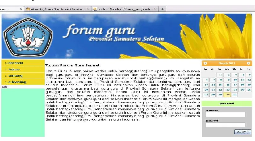 Gambar 4.Menu Utama Website Forum Guru 