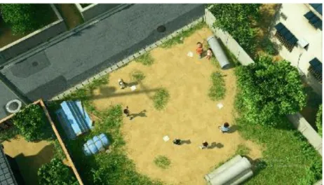 Gambar 9. Taman bermain di komplek perumahan Nobita (03:01-03:8)   Cuplikan  di  atas  memperlihatkan  suasana  taman  bermain