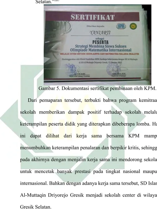 Gambar 5. Dokumentasi sertifikat pembinaan oleh KPM. 