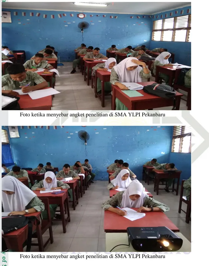Foto ketika menyebar angket penelitian di SMA YLPI Pekanbaru 