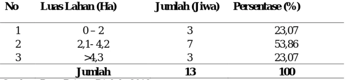 Tabel 7. Jumlah Luas Lahan Responden 