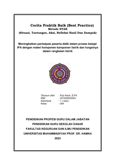 Cerita Praktik Baik (Best Practice) Metode STAR (Situasi, Tantangan ...