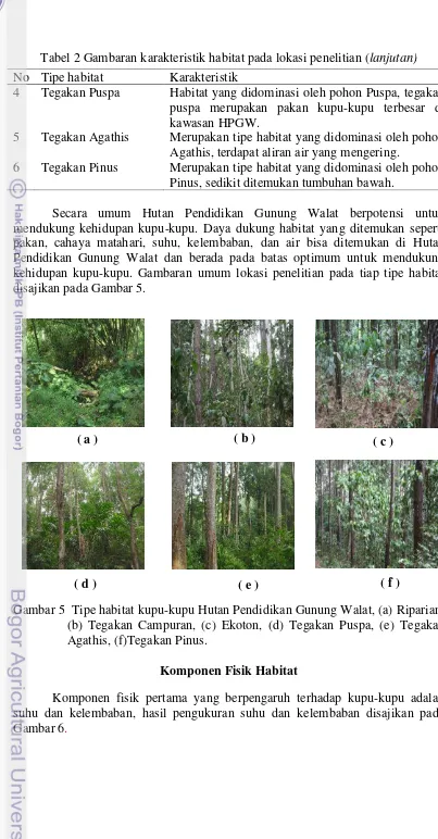 Tabel 2 Gambaran karakteristik habitat pada lokasi penelitian (lanjutan) 