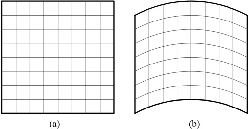 Gambar 2.3 Ruang  2 dimensi (a) yang datar  (b) yang lengkung 