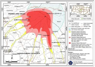 Gambar 1.1 Peta Kawasan Rawan Bencana Gunung Merapi, Jawa Tengah dan  Daerah Istimewa Yogyakarta Tahun 2010 