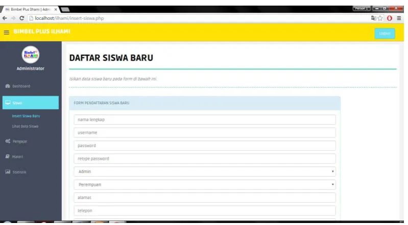 Gambar 5.1.6 Halaman Awal Admin 