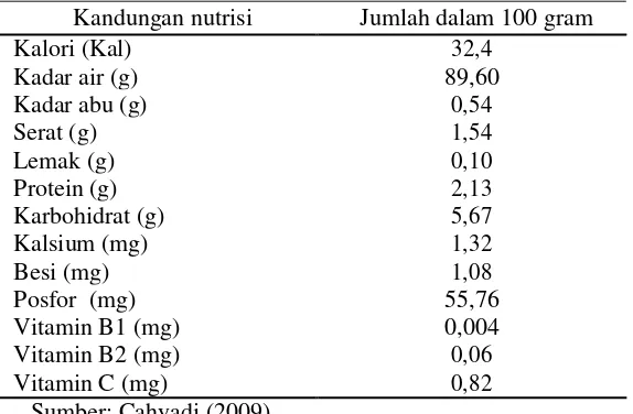 Tabel 2 Kandungan gizi, kalori, dan mineral jamur tiram 