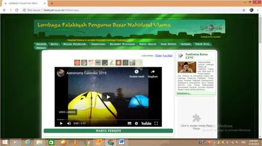 Gambar 1. Website Lembaga Falakiyah Pengurus Besar Nahdlatul    Ulama 