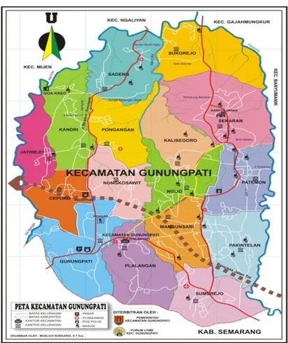Gambar  3.1 Peta Umum Kecamatan Gunungpati Semarang 