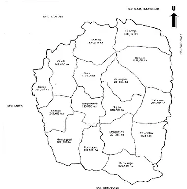 Gambar 3.2 peta hitam putih Kecamatan Gunungati Semarang  Kemudian  dengan  berjalannya  waktu  dan  kejayaan  pemerintahan Gunungpati dipimpin seorang camat yaitu : 
