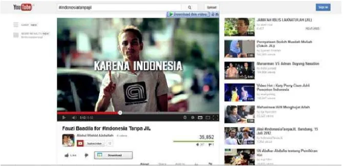 Gambar 1.3 Salah satu iklan #IndonesiaTanpaJIL di Youtube Sumber : Youtube dengan #IndonesiaTanpaJIL  