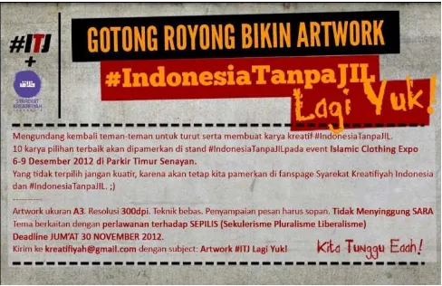 Gambar 3.3. Artwork Competitiondiselenggarakan #IndonesiaTanpaJIL secara  yang pernah online sumber : Laman Facebook #IndonesiaTanpaJIL 