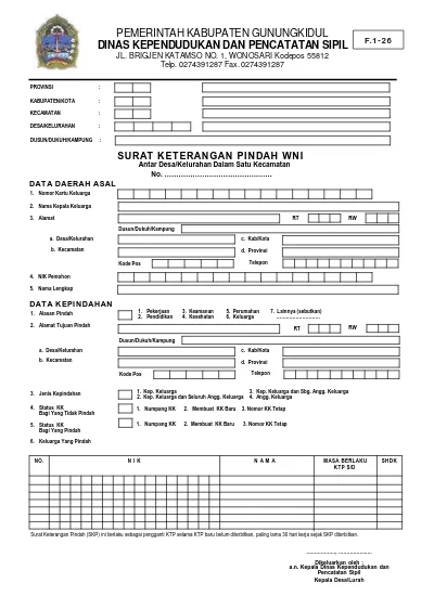 F 1.26 SURAT KETERANGAN PINDAH WNI Antar Desa Kelurahan Dalam Satu ...