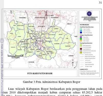 Gambar 3 Peta Administrasi Kabupaten Bogor 