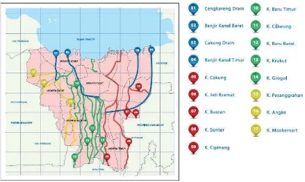 Gambar 2.2 Peta Tematik Tiga Belas Sungai di Provinsi DKI Jakarta 