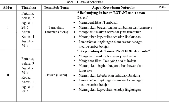 Tabel 3.1 Jadwal penelitian 
