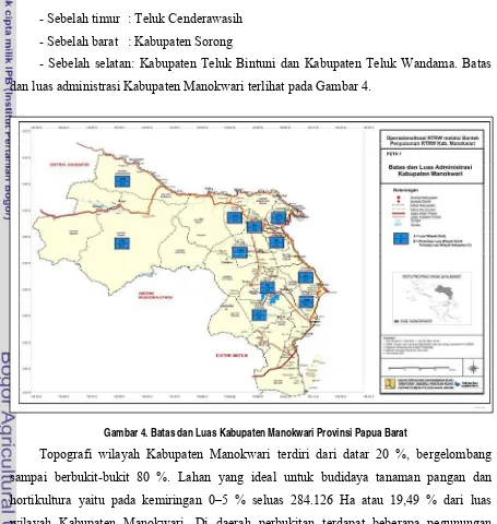 Gambar 4. Batas dan Luas Kabupaten Manokwari Provinsi Papua Barat 
