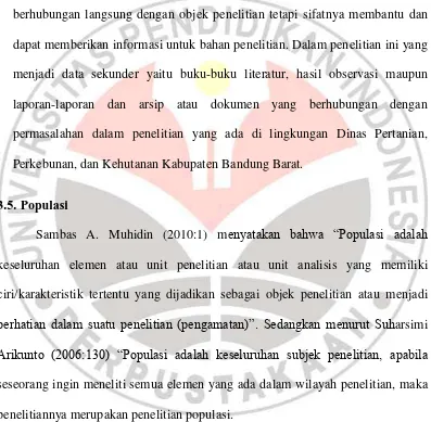 Gambaran mengenai jumlah populasi di Dinas Pertanian, Perkebunan, dan 