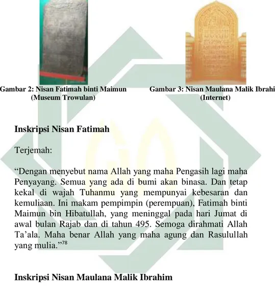 Gambar 2: Nisan Fatimah binti Maimun  (Museum Trowulan) 