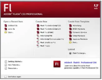 Gambar 2.1  Tampilan Start Page Adobe Flash CS3 