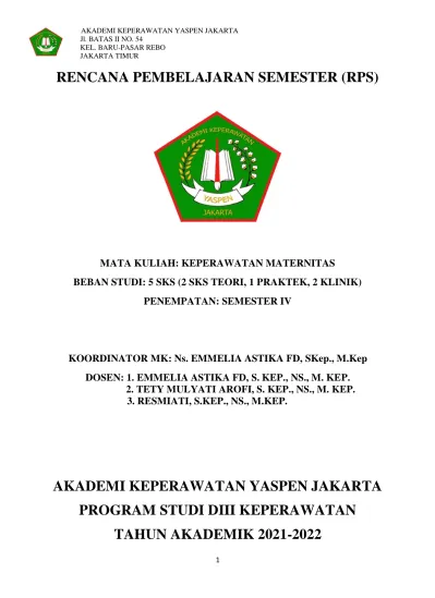 RENCANA PEMBELAJARAN SEMESTER (RPS)