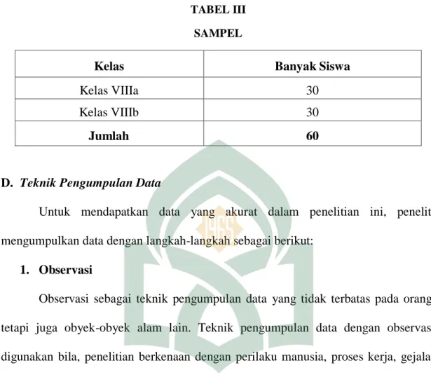 TABEL III  SAMPEL 