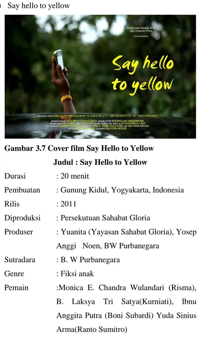 Gambar 3.7 Cover film Say Hello to Yellow  Judul : Say Hello to Yellow 