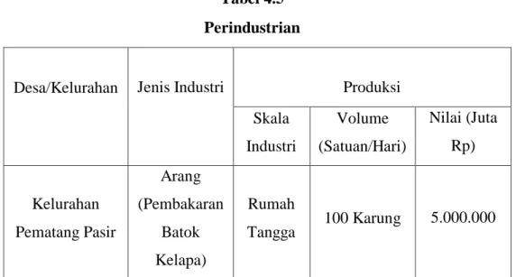 Tabel 4.5  Perindustrian 
