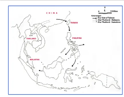 Gambar 1. Alur alternatif migrasi Austronesia selain Out of Taiwan