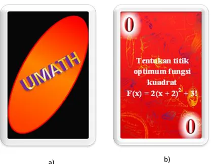 Gambar 4. a) bagian belakang dan b) bagian depan krtu UMATH  c)  1 lembar kunci jawaban ( 1 lembar) 