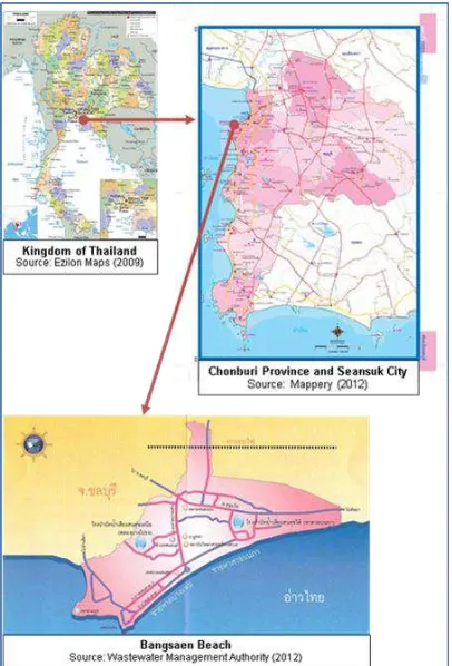 Figure 1.   Map of Bangsaen Beach and Seansuk Municipality 