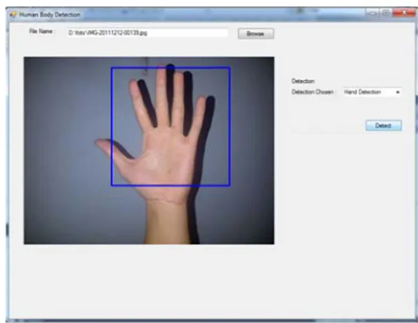 Gambar 4. Perangkat lunak pendeteksian bagian tubuh manusia. 