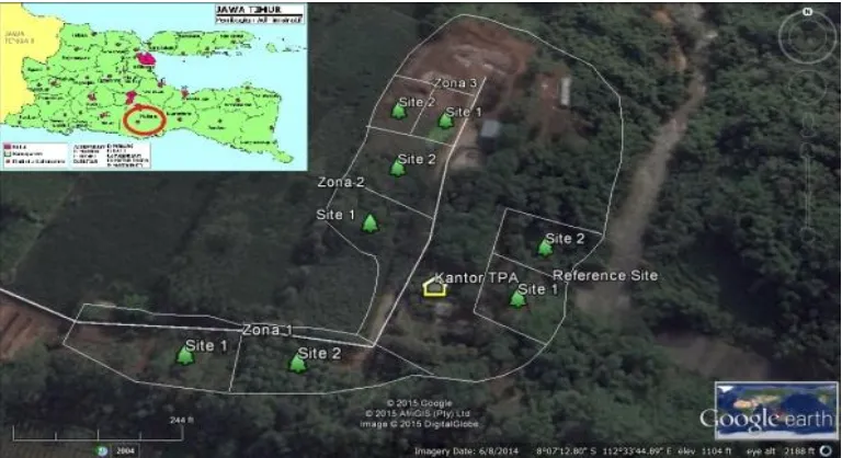 Figure 1. Map of observation site in Talangagung village (Google earth, 2014) 
