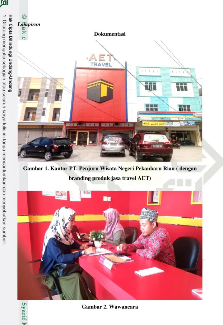 Gambar 1. Kantor PT. Penjuru Wisata Negeri Pekanbaru Riau ( dengan  branding produk jasa travel AET) 