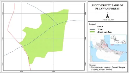 Figure 1. Map Biodiversity Park of Pelawan Forest and Research Sites 