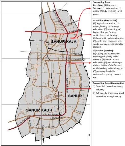 Figure 3.Agrotourism Zoning in Sanur Tourism Area (scale 1: 25.000) 