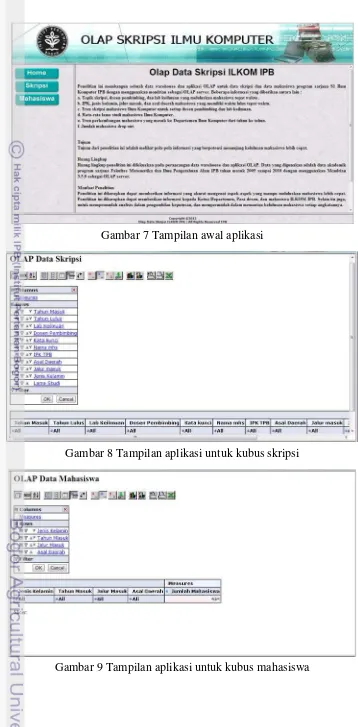 Gambar 9 Tampilan aplikasi untuk kubus mahasiswa