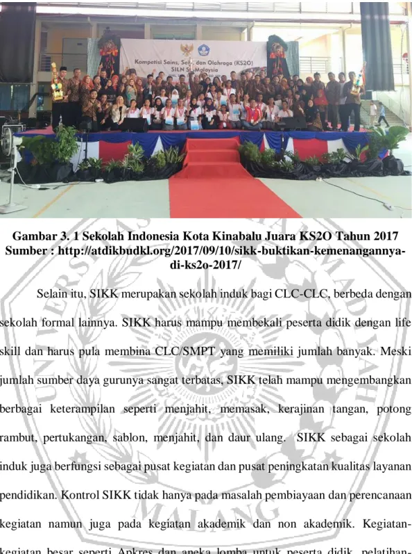 Gambar 3. 1 Sekolah Indonesia Kota Kinabalu Juara KS2O Tahun 2017  Sumber : 