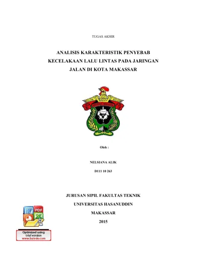 ANALISIS KARAKTERISTIK PENYEBAB KECELAKAAN LALU LINTAS PADA JARINGAN ...